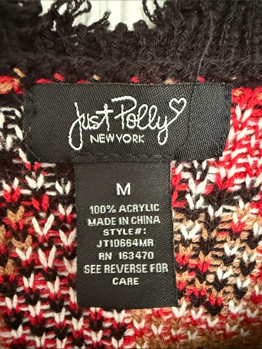 Just Polly NY Mushroom Distressed Knit Sweater Black Red Edgy Whimsygoth Size M - Picture 4 of 7